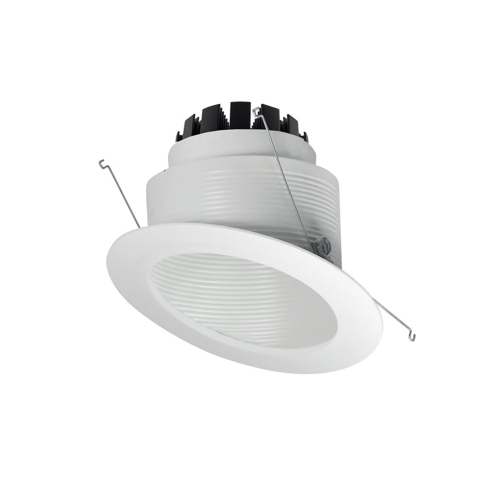 6" Marquise III Round Slope Baffle, 1200lm, 2700K, Flood Optic, White Baffle/White Flange