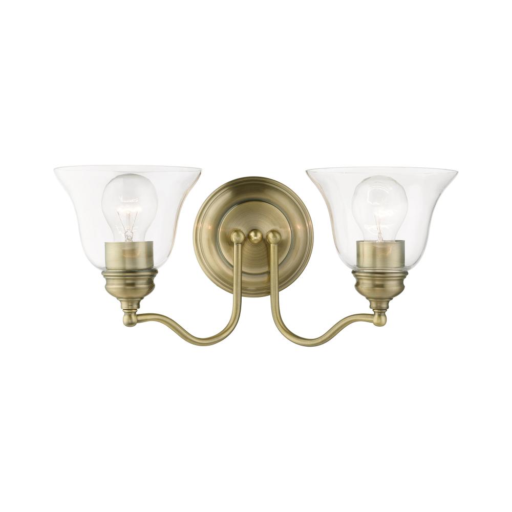 2 Light Antique Brass Vanity Sconce