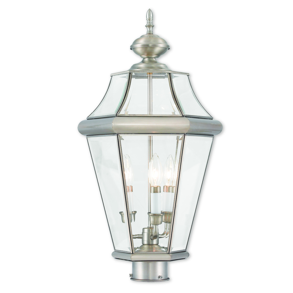 3 Light BN Outdoor Post Lantern