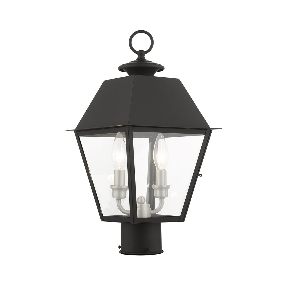 2 Lt Black Outdoor Post Top Lantern