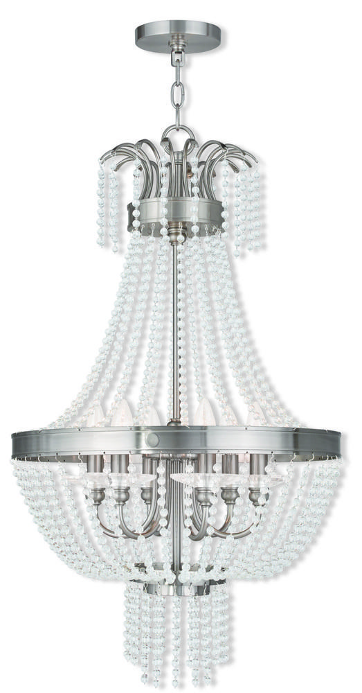 6 Light Brushed Nickel Pendant Chandelier