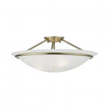 Livex Lighting 4825-01 - Antique Brass 3-Light Large Semi-Flush