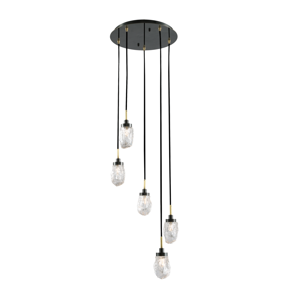 Avola 5 - Light Ice - Drop Round Chandelier