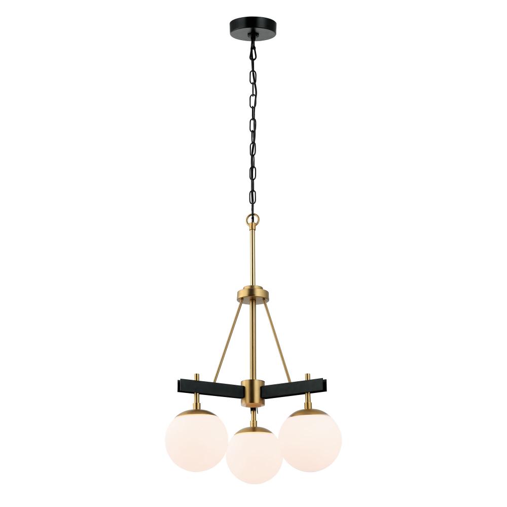 Allie 3-Lt Chandelier - Black/Satin Brass