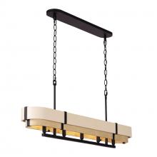 Varaluz 389N05MBHN - Blonde Moment 5-Lt   Linear Pendant - Matte Black/Honey/Medium Oak