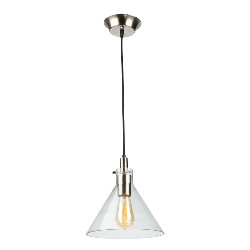 Single Clear Glass Pendant (Satin Nickel & Polished Brass)