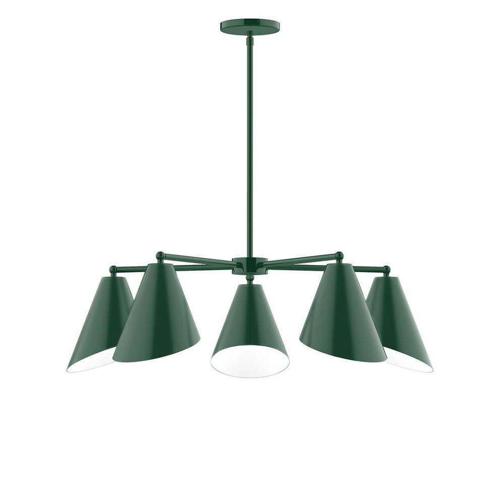 5-Light J-Series Chandelier, Forest Green