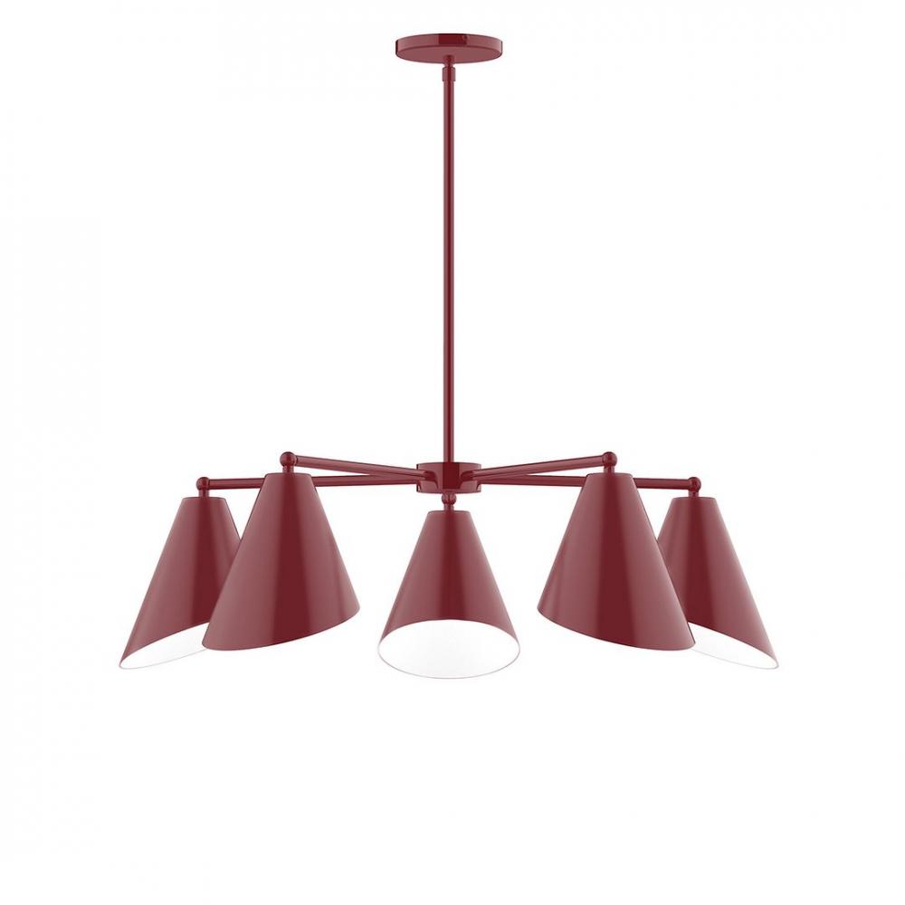 5-Light J-Series Chandelier, Barn Red