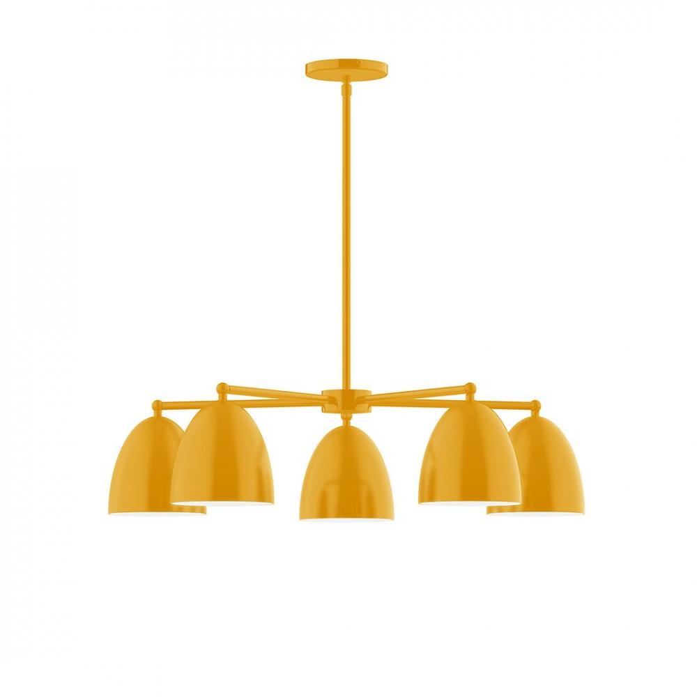 5-Light J-Series Chandelier, Bright Yellow