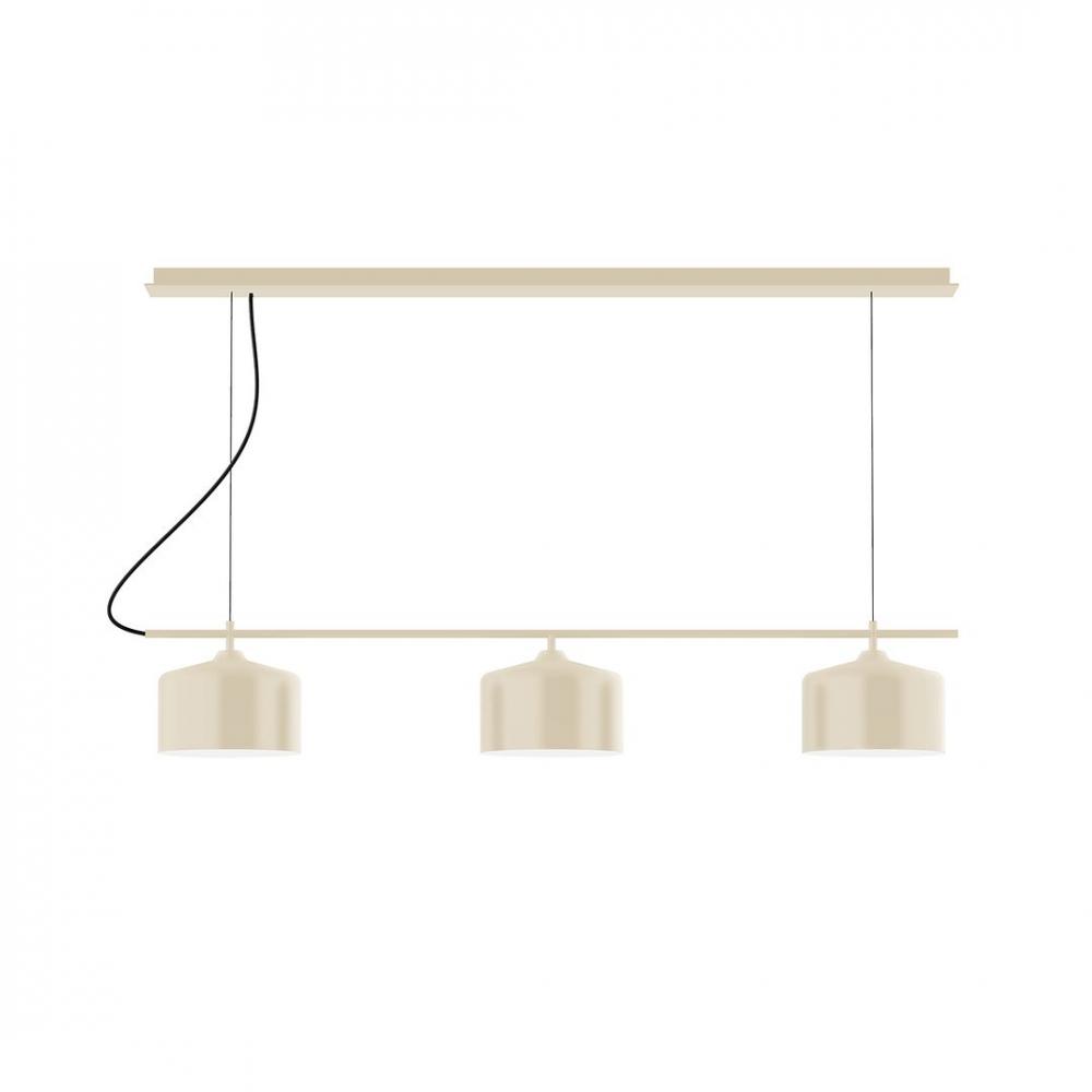 3-Light Linear Axis LED Chandelier with White SJT Cord, Terracotta