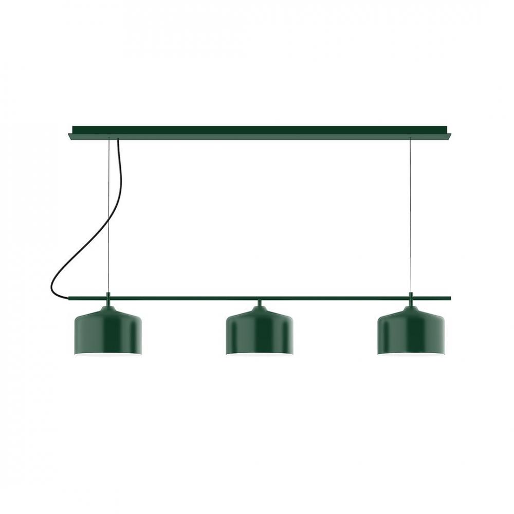 3-Light Linear Axis LED Chandelier, Sea Green