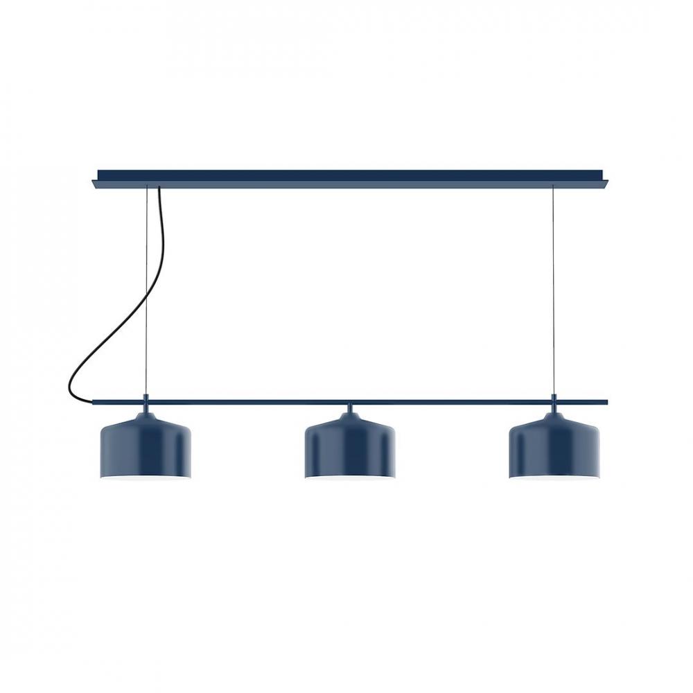 3-Light Linear Axis LED Chandelier, Light Blue