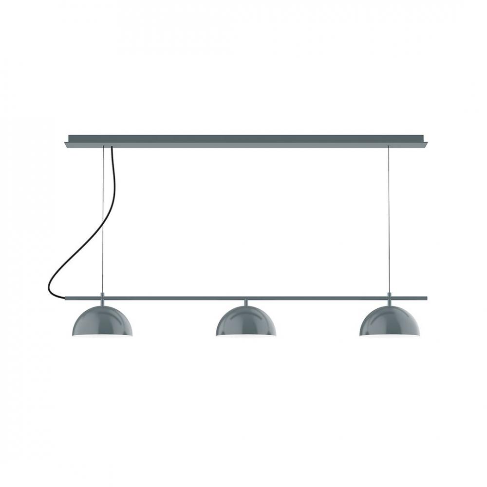 3-Light Linear Axis LED Chandelier, Forest Green