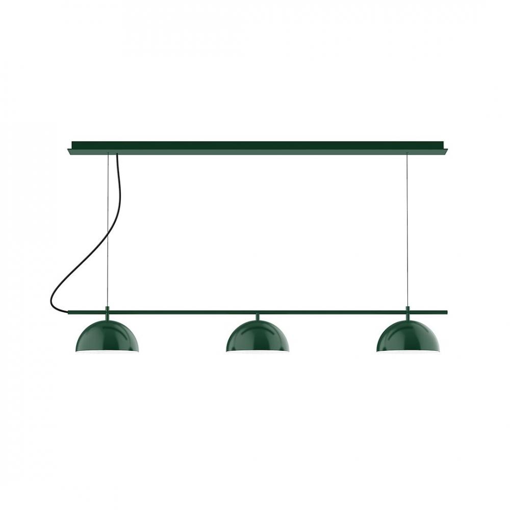 3-Light Linear Axis LED Chandelier, Sea Green