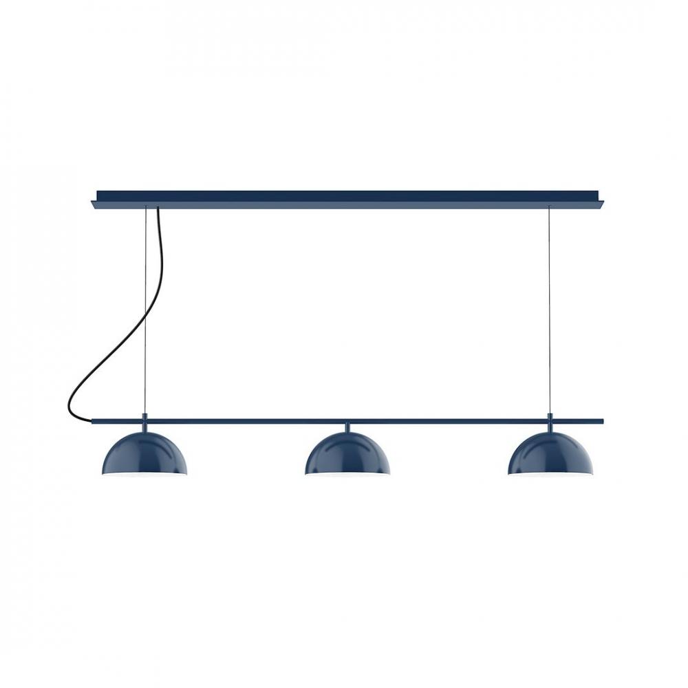 3-Light Linear Axis LED Chandelier, Light Blue