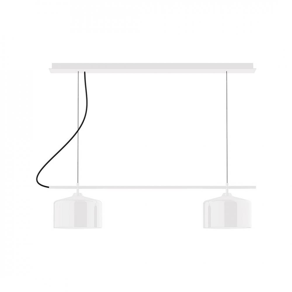 3-Light Linear Axis LED Chandelier with Black Fabric Cord, White