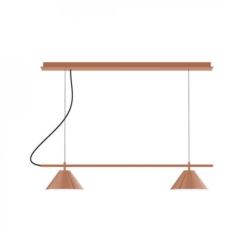 2-Light Linear Axis LED Chandelier with White SJT Cord, Terracotta