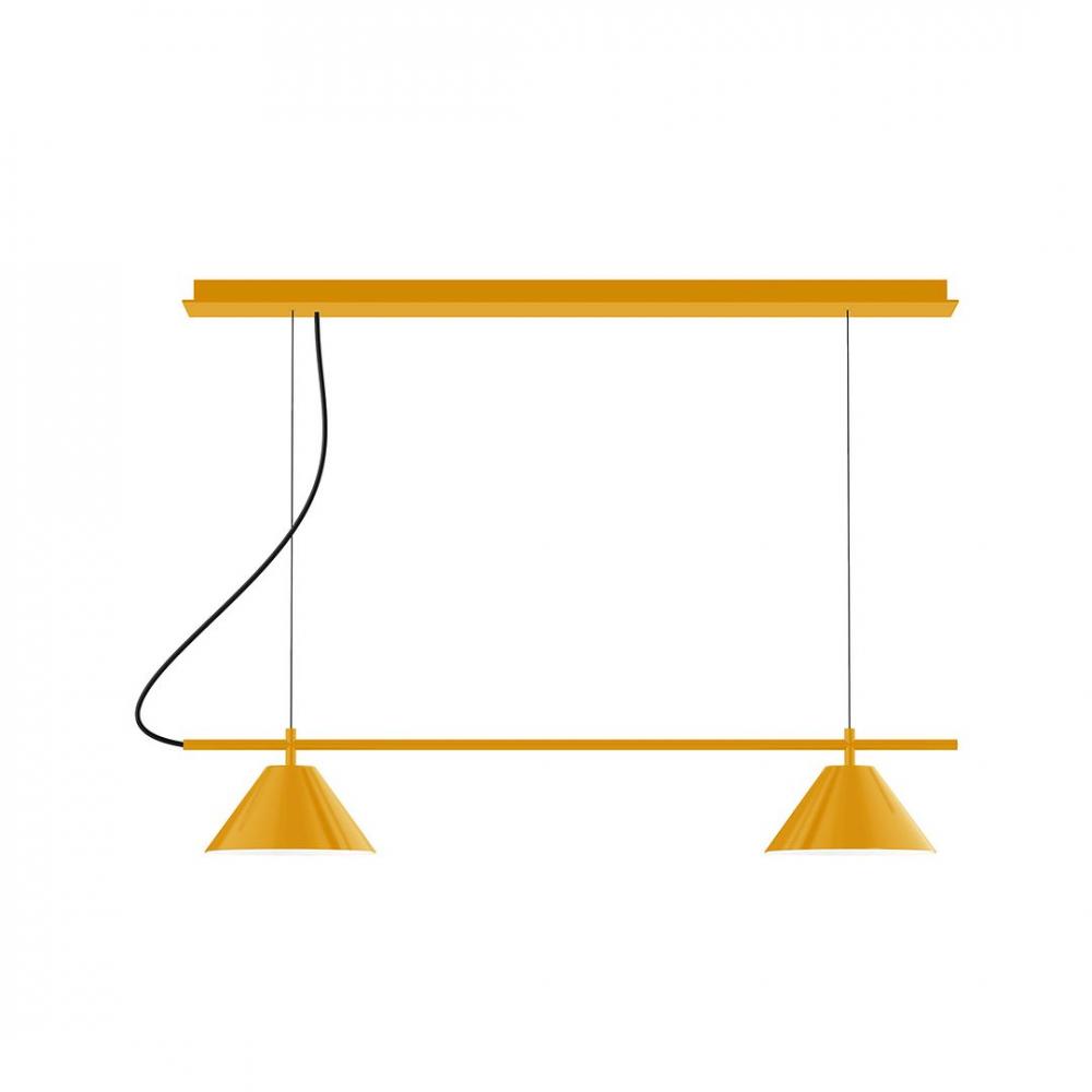 2-Light Linear Axis LED Chandelier with White SJT Cord, Bright Yellow