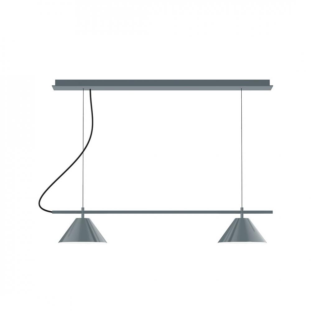 2-Light Linear Axis LED Chandelier, Slate Gray