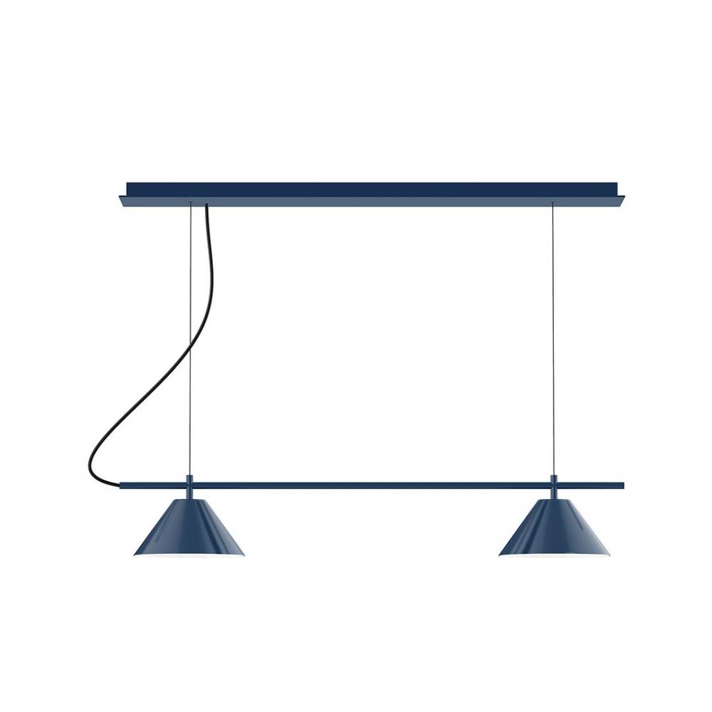 2-Light Linear Axis LED Chandelier, Navy