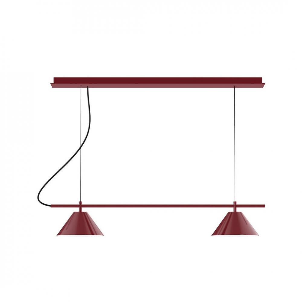 2-Light Linear Axis LED Chandelier with White SJT Cord, Barn Red