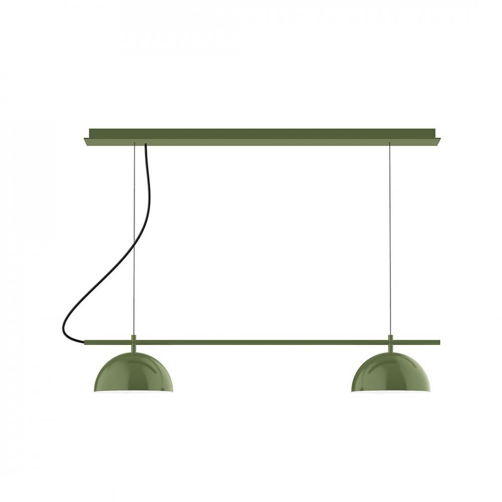 3-Light Linear Axis LED Chandelier with White SJT Cord, Fern Green