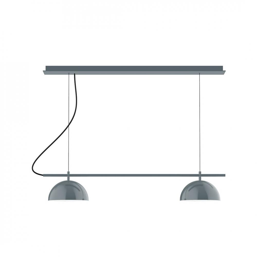 3-Light Linear Axis LED Chandelier, Slate Gray