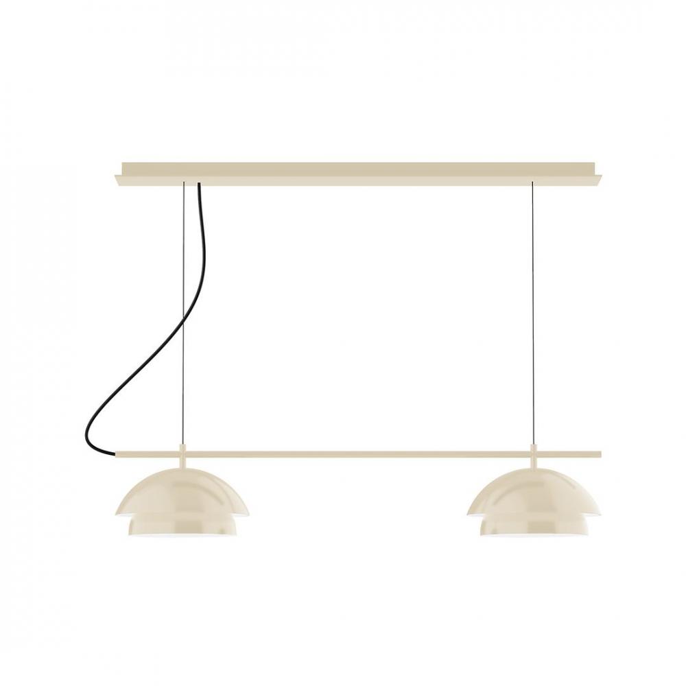 2-Light Linear Axis LED Chandelier with White SJT Cord, Cream