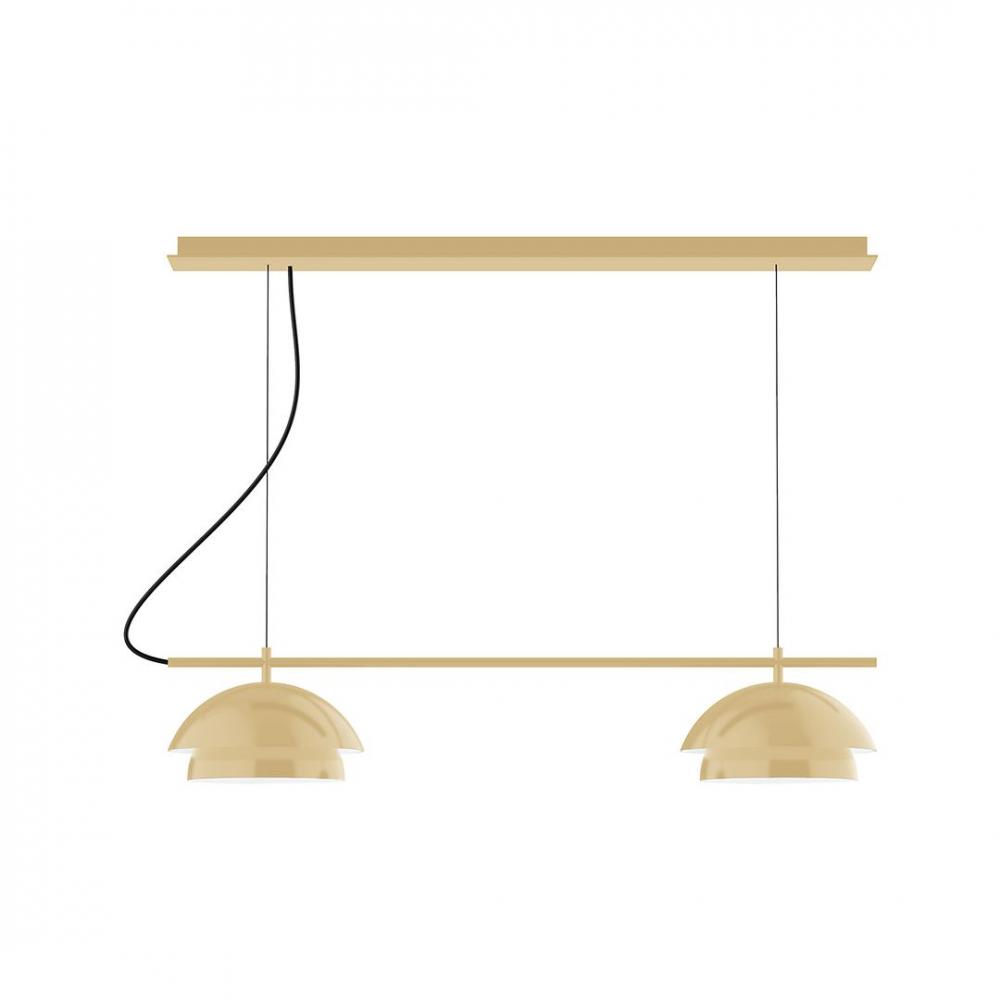 2-Light Linear Axis LED Chandelier, Ivory