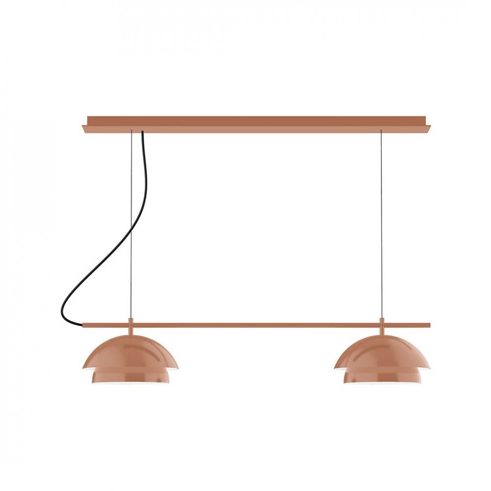 2-Light Linear Axis LED Chandelier with White SJT Cord, Terracotta