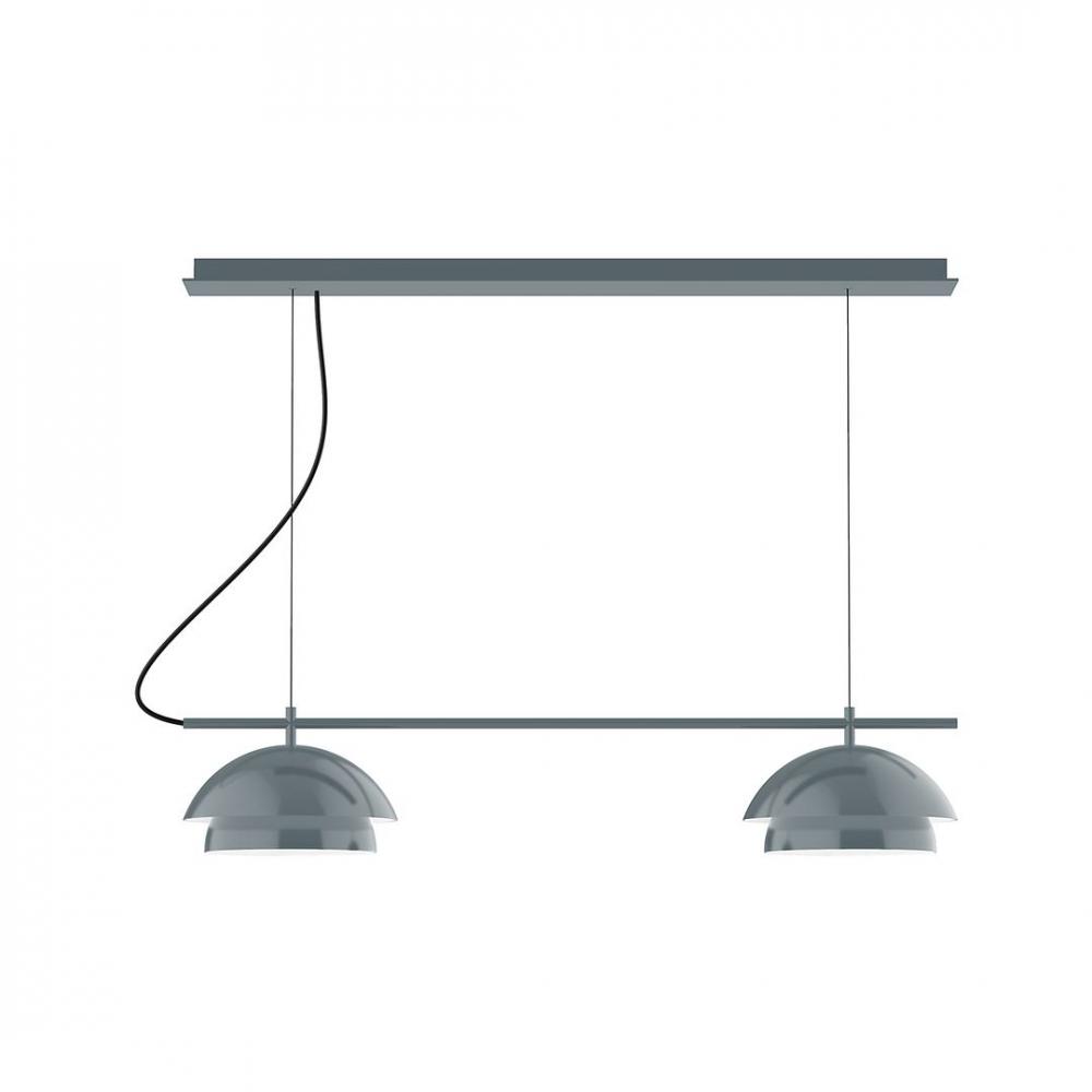 2-Light Linear Axis LED Chandelier with White SJT Cord, Slate Gray