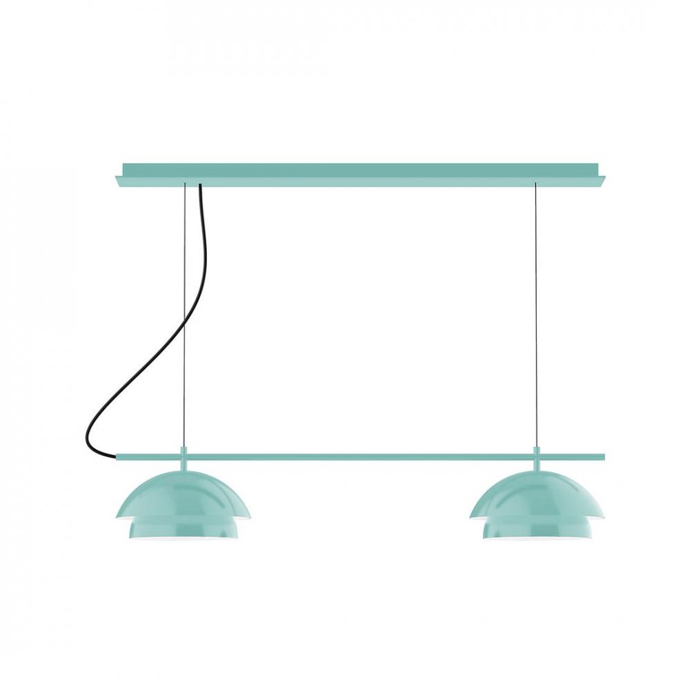 2-Light Linear Axis LED Chandelier with White SJT Cord, Sea Green