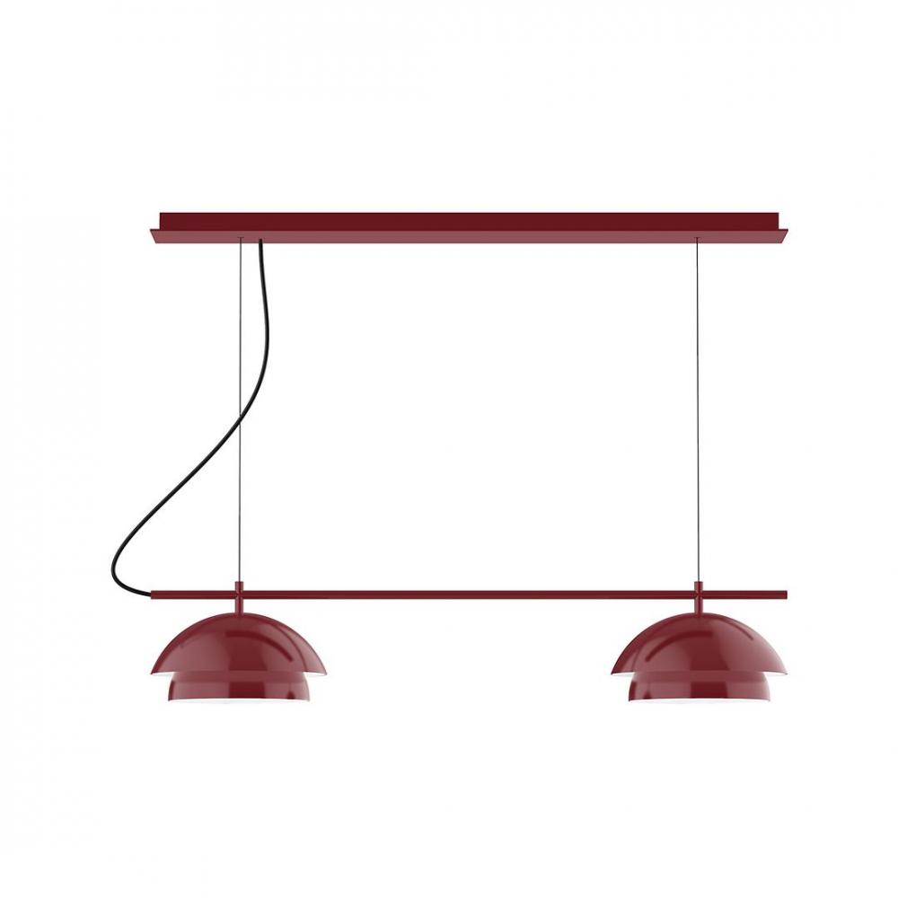 2-Light Linear Axis LED Chandelier with White SJT Cord, Barn Red