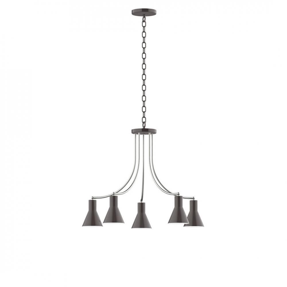 5-Light J-Series Chandelier, Architectural Bronze with Brushed Nickel Accents