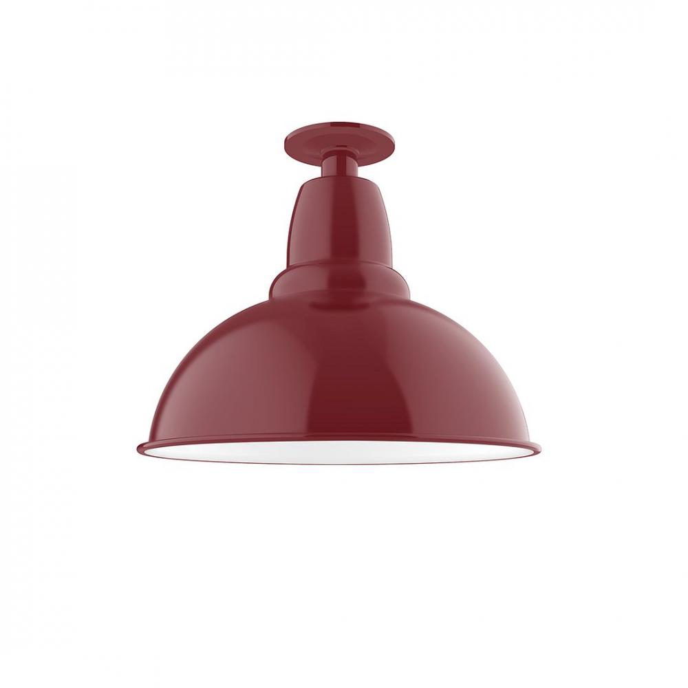 14" Cafe Flush Mount Light in Barn Red