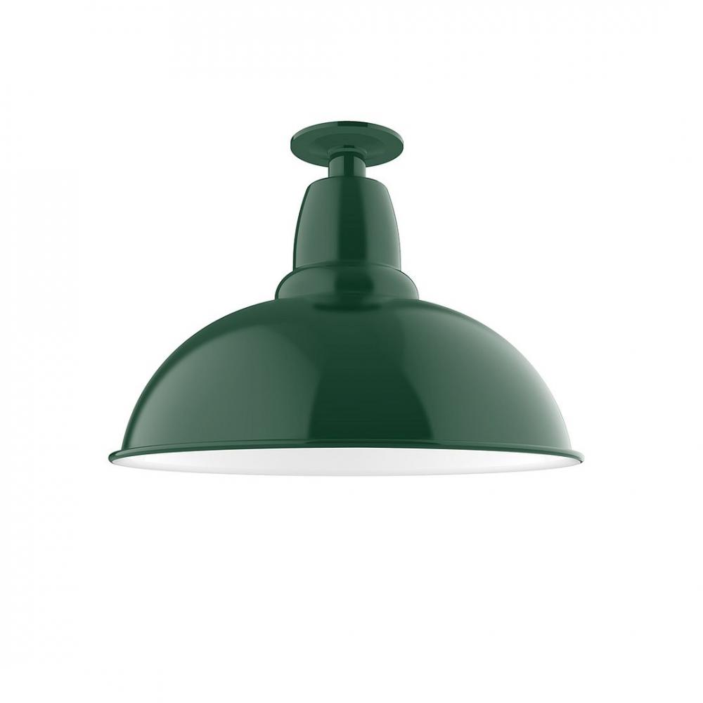 16" Cafe Flush Mount Light in Forest Green