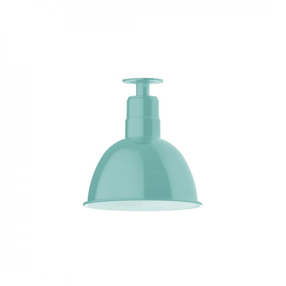 12" Deep Bowl shade, LED Flush Mount ceiling light, Sea Green