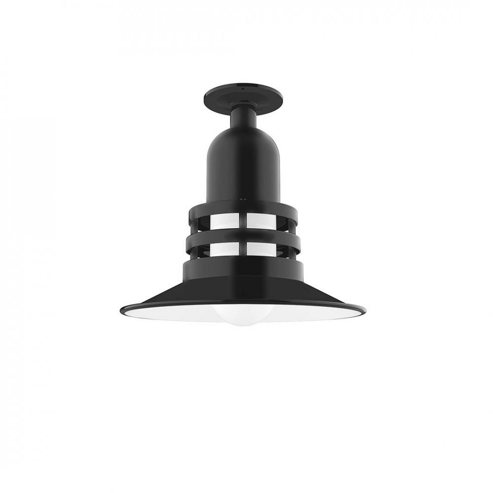 Atomic 12" Flush Mount Light with Frosted Glass in Black