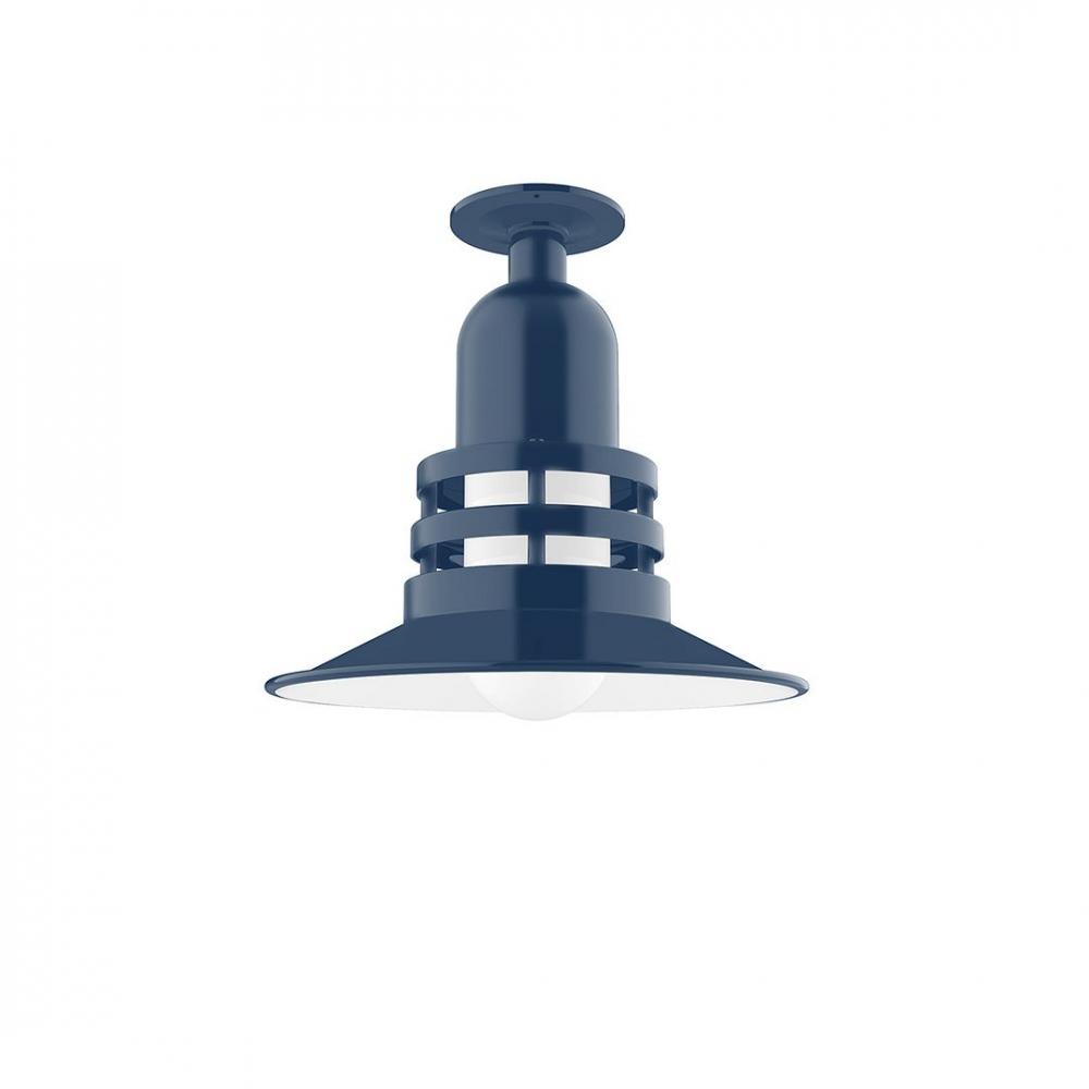 Atomic 12" Flush Mount Light with Frosted Glass in Navy