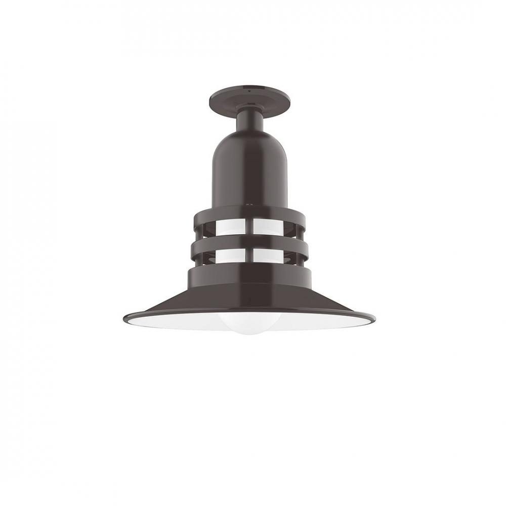 Atomic 12" Flush Mount Light with Frosted Glass in Architectural Bronze