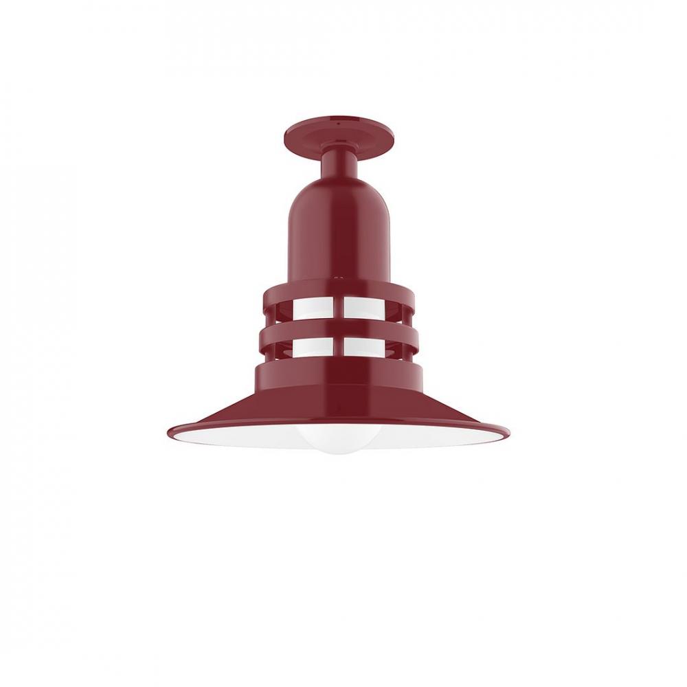 Atomic 12" Flush Mount Light with Frosted Glass in Barn Red