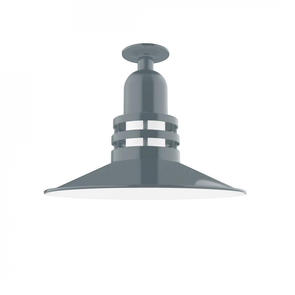 Atomic 16" Flush Mount Light with Frosted Glass in Slate Gray