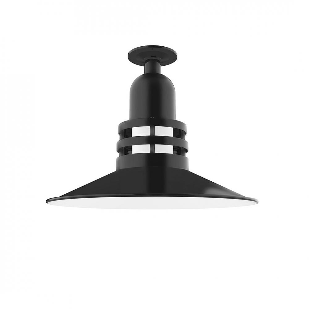 Atomic 16" Flush Mount Light with Frosted Glass in Black