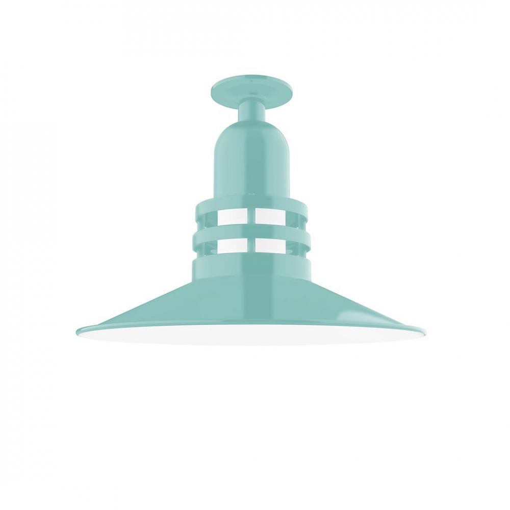 Atomic 16" Flush Mount Light with Frosted Glass in Sea Green