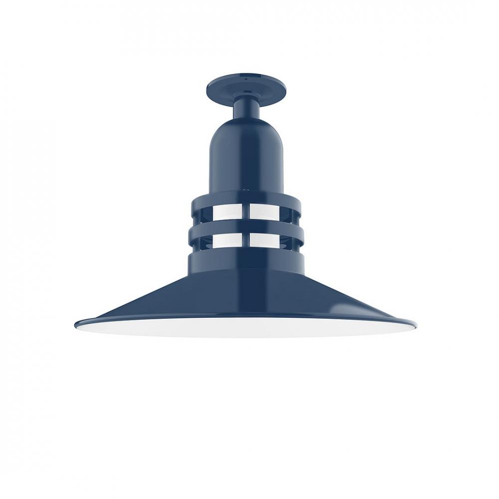 Atomic 16" Flush Mount Light with Frosted Glass in Navy