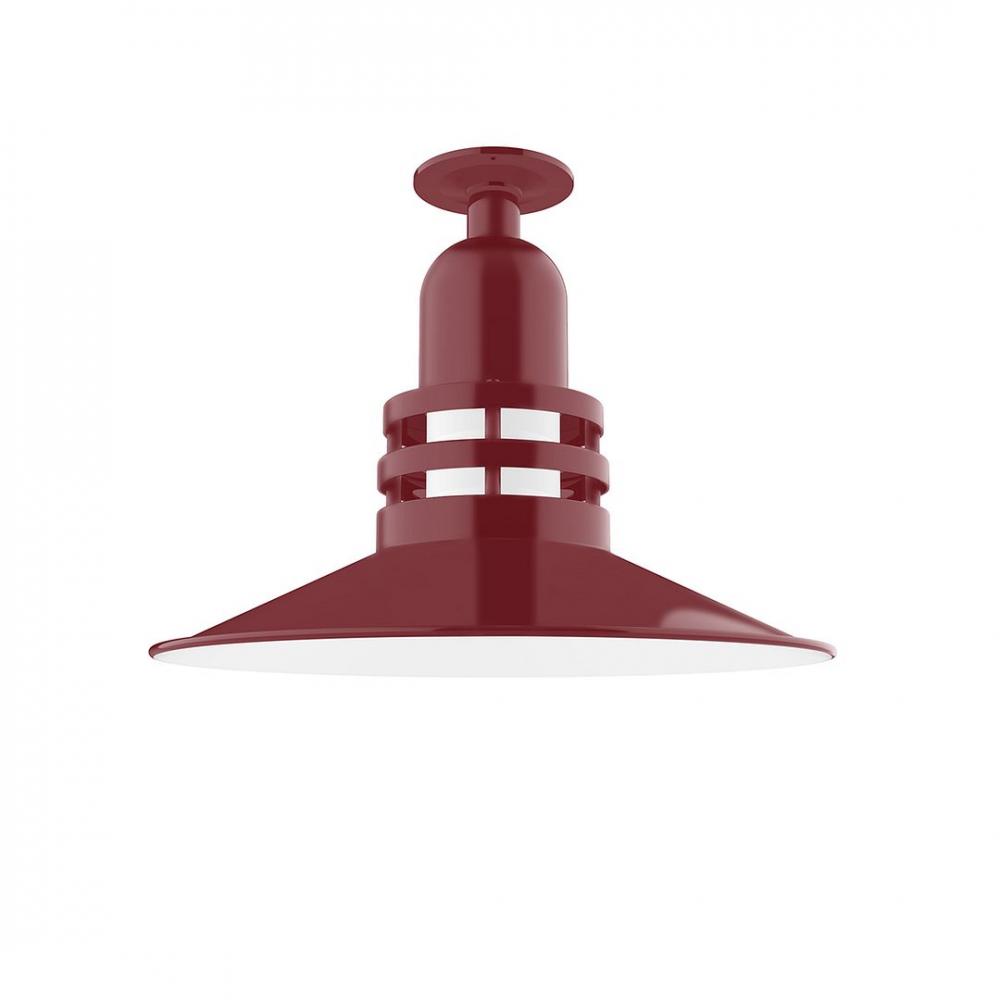 Atomic 16" Flush Mount Light with Frosted Glass in Barn Red