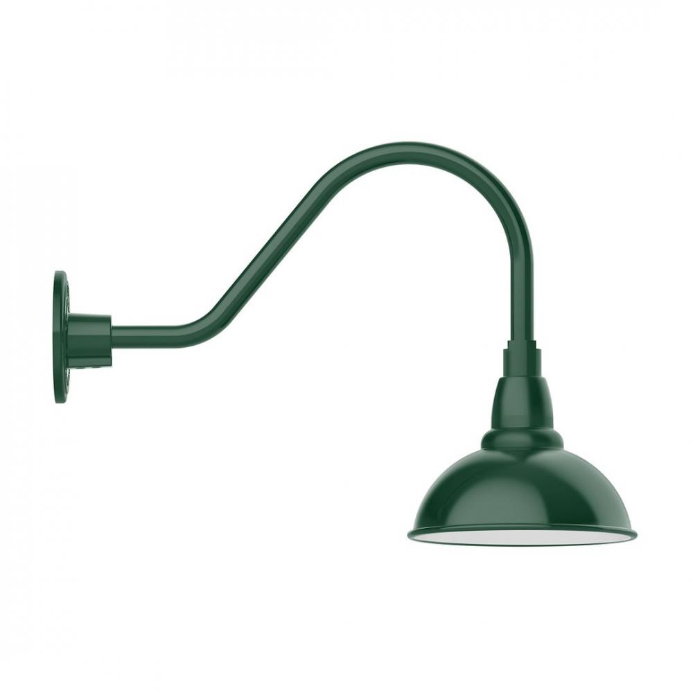 8" Cafe shade, LED Gooseneck Wall Mount, Forest Green