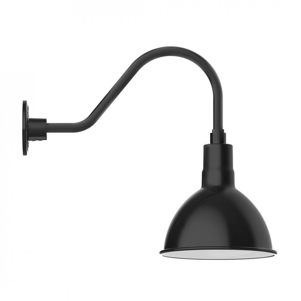 10" Deep Bowl shade, LED Gooseneck Wall Mount, Black