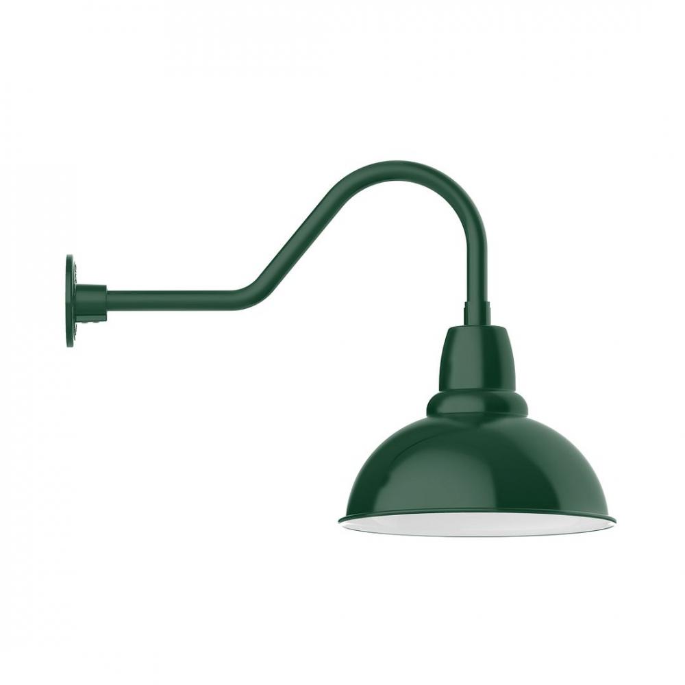 14" Cafe shade, LED Gooseneck Wall Mount with wire grill, Forest Green