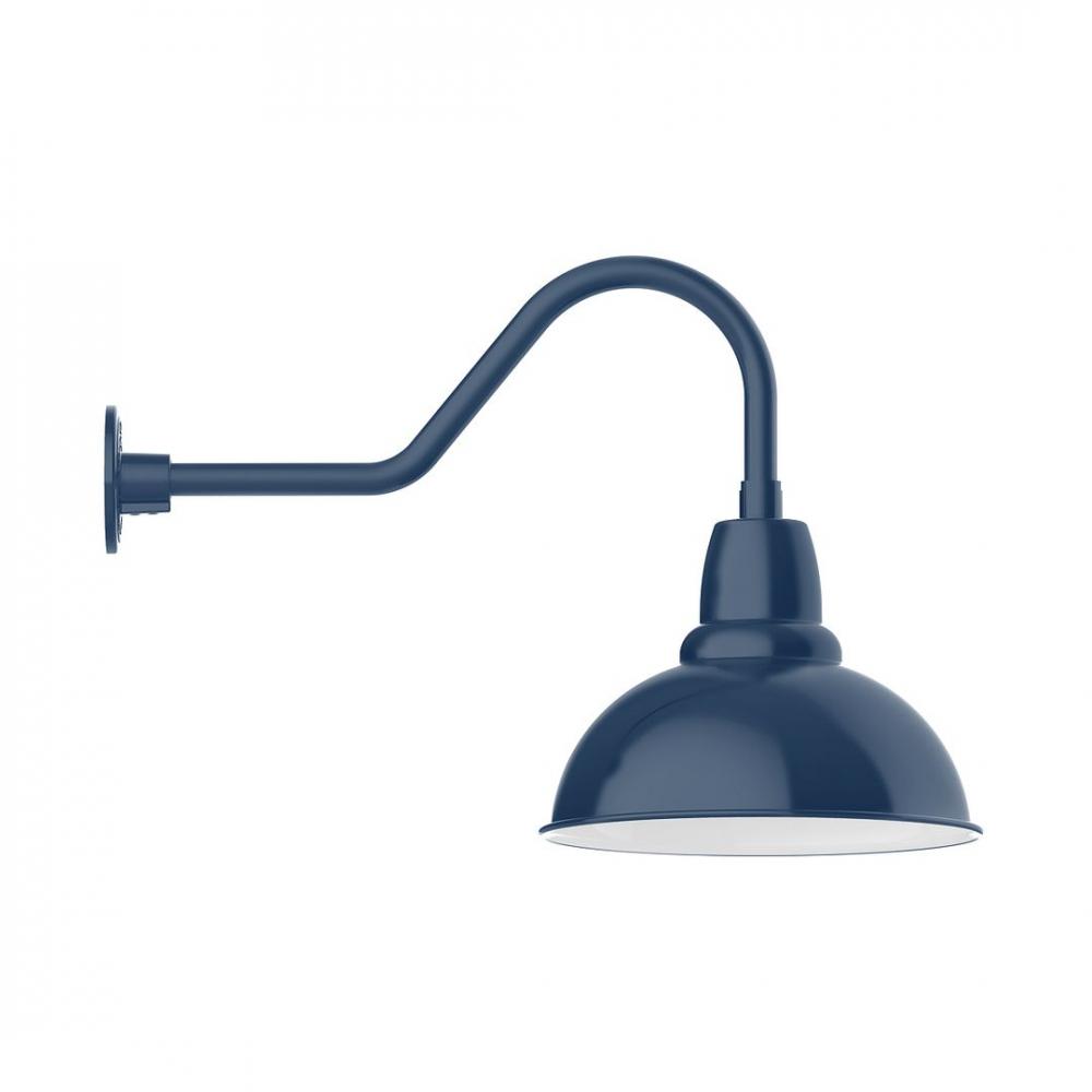 14" Cafe shade, LED Gooseneck Wall Mount with wire grill, Navy